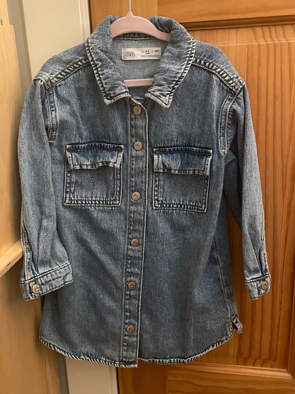 Zara Kids Light Blue Washed Denim Jacket Size 3-4
